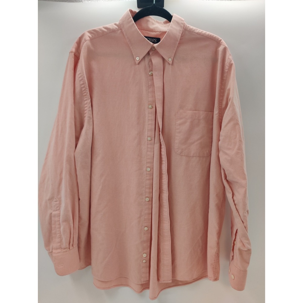 Chaps Mens Classic Fit‎ Wrinkle Free Oxford Shirt Pink Long Sleeve 17-17.5 34/35